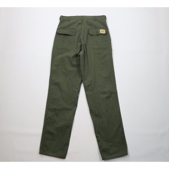 Vtg 60s Sweet Orr Mens 30x32 Distressed Union Made Military Utility Pants Green - Picture 13 of 16